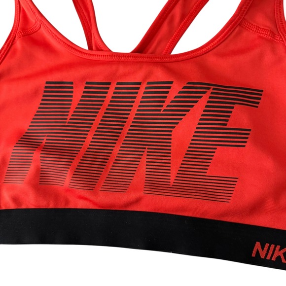 Nike Pro Dri-FIT Sports Bra Womens Large Red Black Graphic Racerback Activewear - Picture 8 of 10